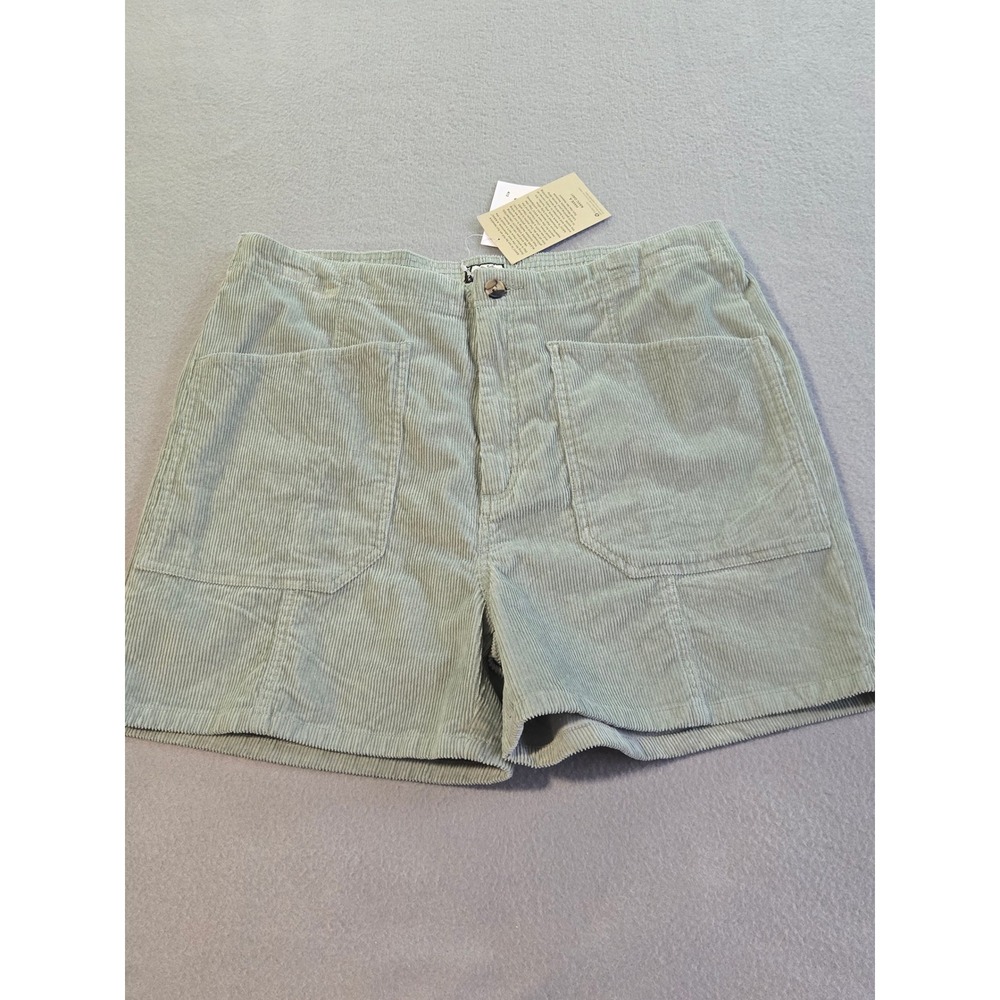 Kavu Corduroy Shorts Womens 14 Sage Green High Rise Elastic Back Utility Hiking